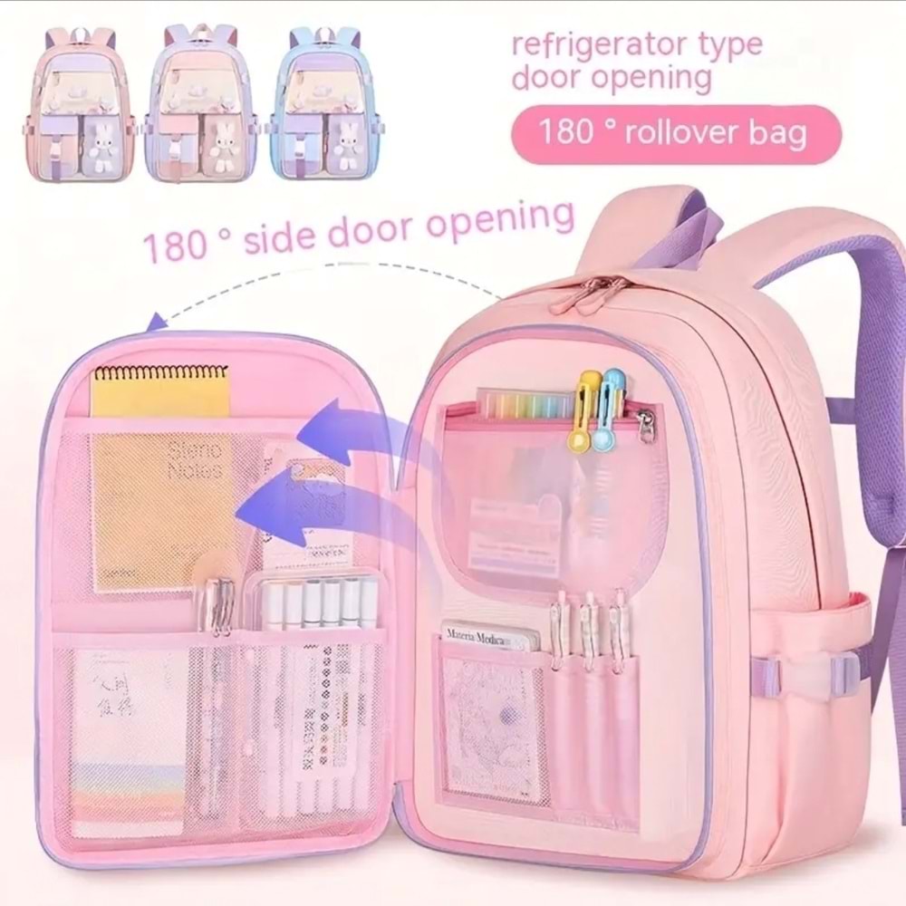 Relaxion 2175-1460 İthal Kore Tarzı Unisex Çocuk İlkokul Sırt Çantası - NKT02175-Gülkurusu-TEKEBAT