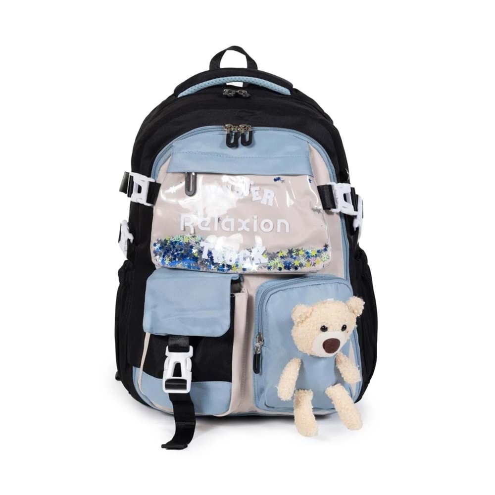 Relaxion 2175-1460 İthal Kore Tarzı Unisex Çocuk İlkokul Sırt Çantası - NKT02175-siyah-TEKEBAT