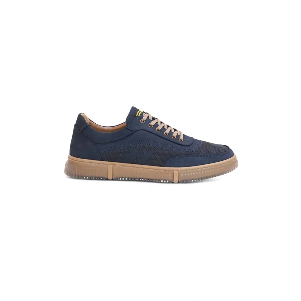 2179-LuısFıgo Hakiki Deri Üst Kalite Anatomik Tabanlı Erkek Günlük Sneakers Ayakkabı - NKT02179-Lacivert-Nubuk-41