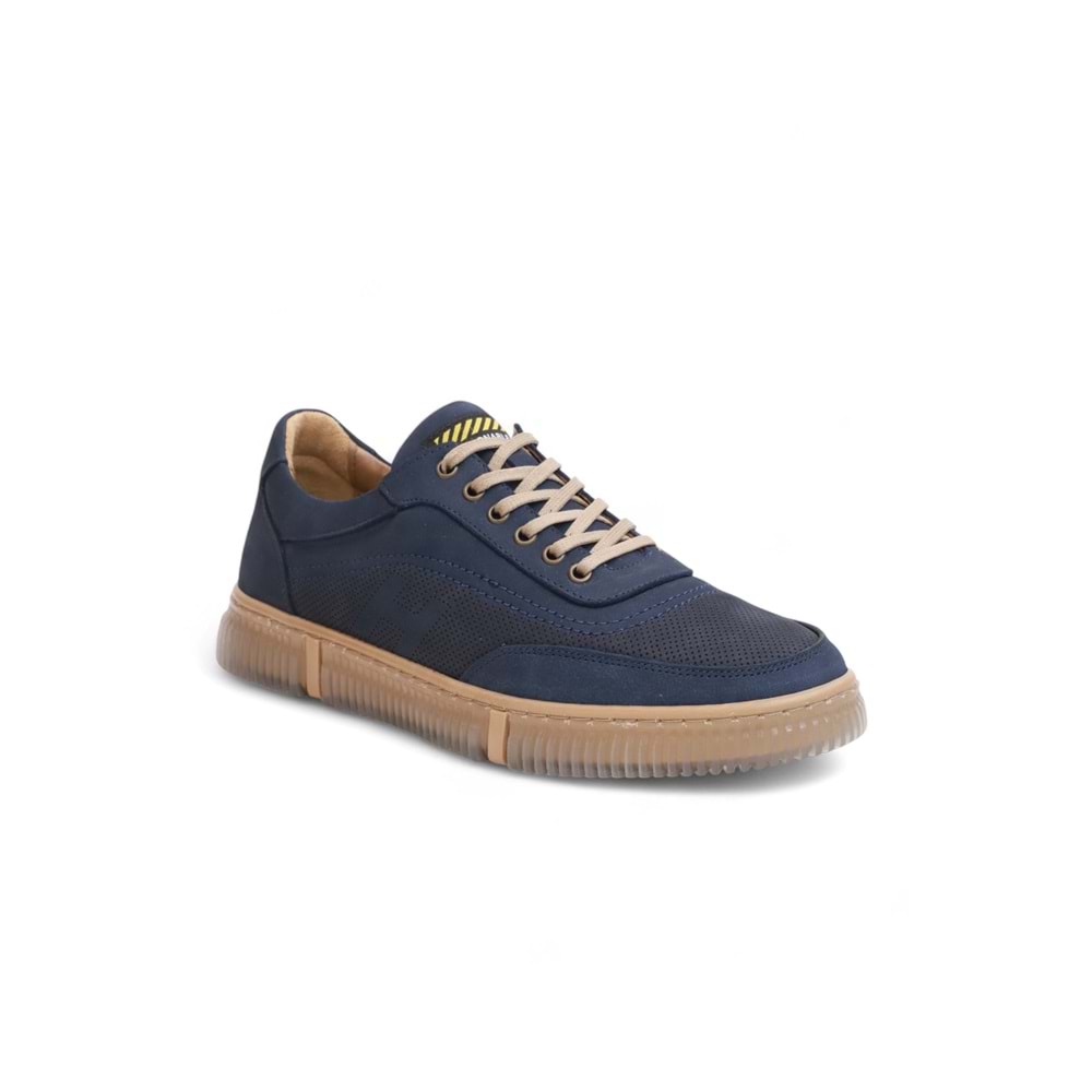 2179-LuısFıgo Hakiki Deri Üst Kalite Anatomik Tabanlı Erkek Günlük Sneakers Ayakkabı - NKT02179-Lacivert-Nubuk-41