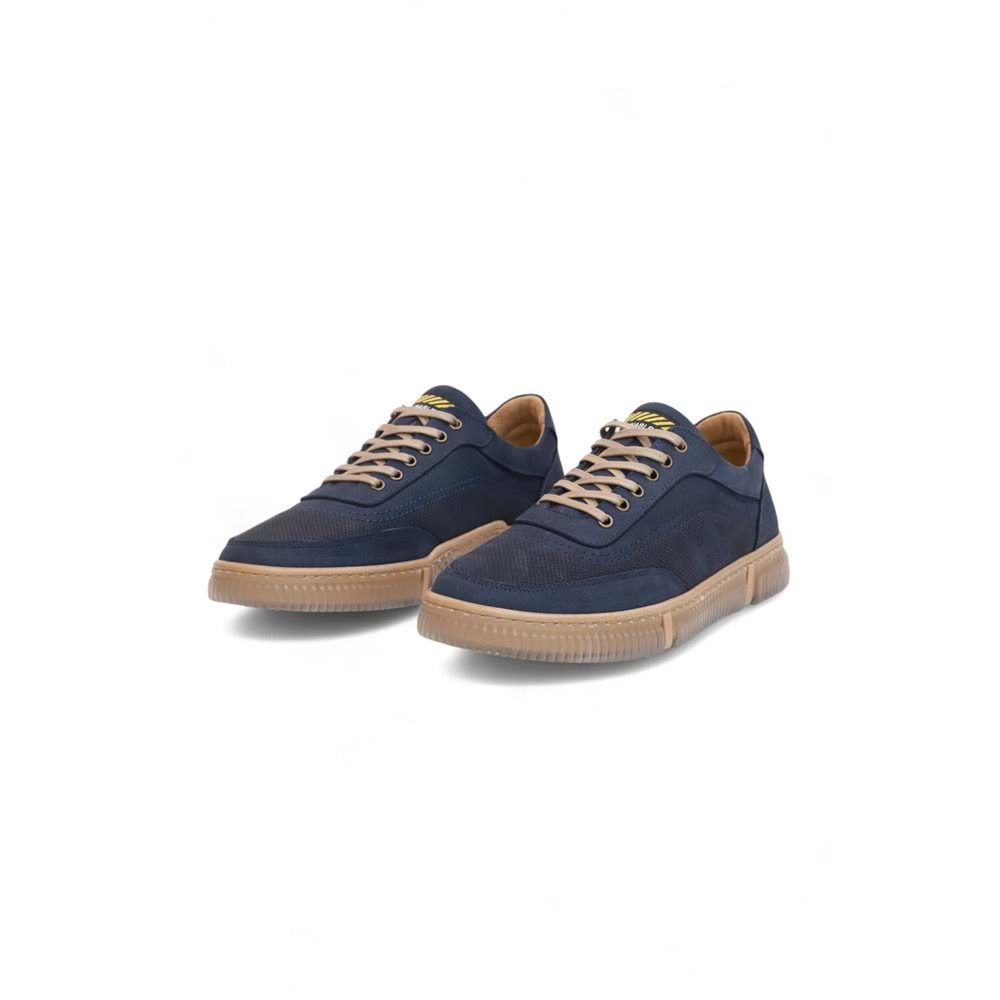 2179-LuısFıgo Hakiki Deri Üst Kalite Anatomik Tabanlı Erkek Günlük Sneakers Ayakkabı - NKT02179-Lacivert-Nubuk-41