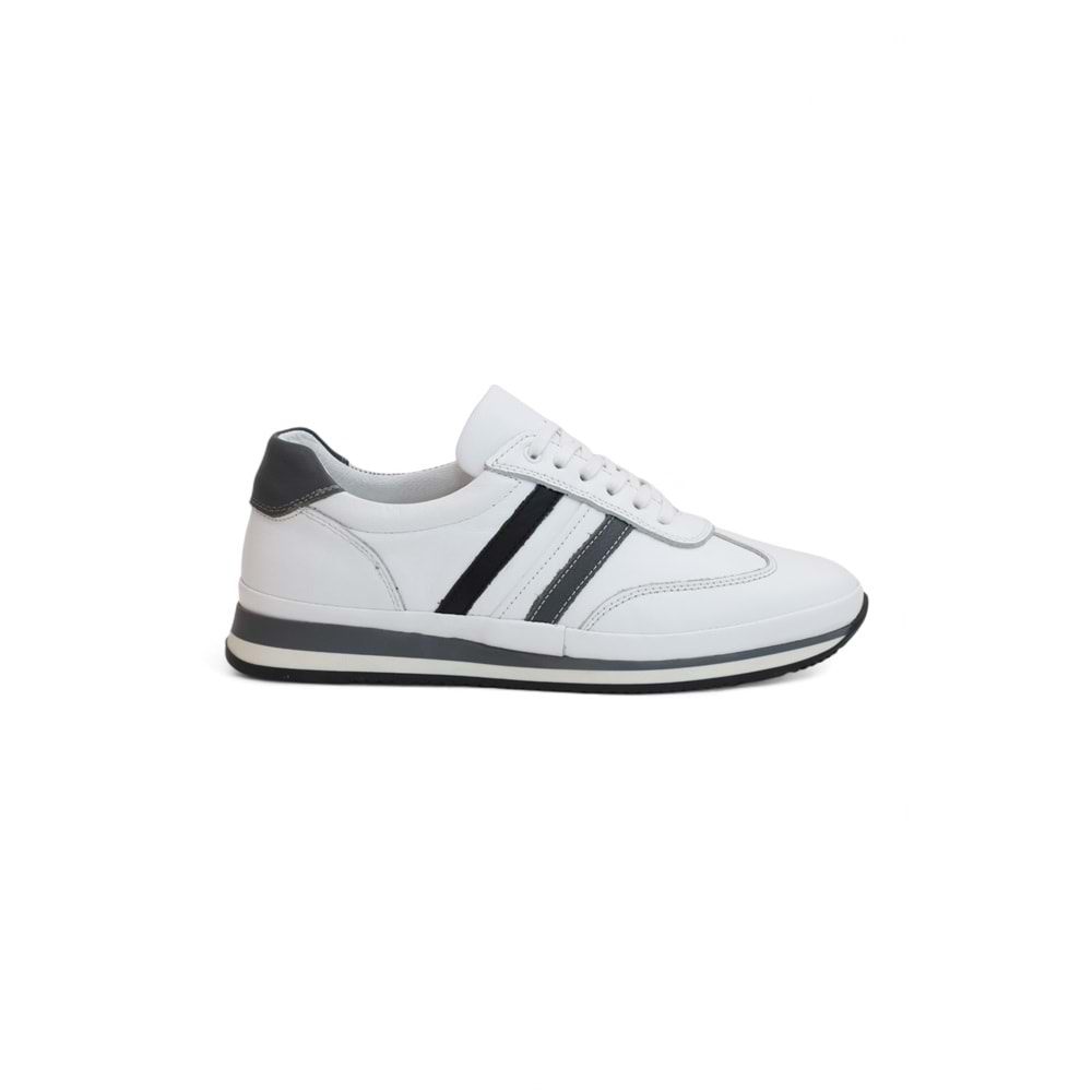 2181-LuısFıgo Hakiki Deri Üst Kalite Anatomik Tabanlı Erkek Günlük Sneakers Ayakkabı - NKT02181-beyaz-siyah-43