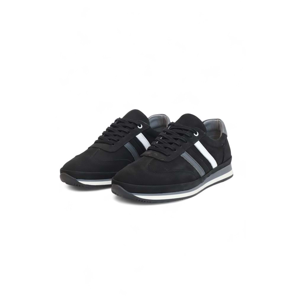 2181-LuısFıgo Hakiki Deri Üst Kalite Anatomik Tabanlı Erkek Günlük Sneakers Ayakkabı - NKT02181-siyah-nubuk-41