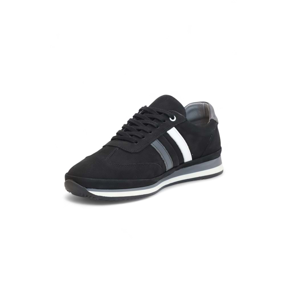 2181-LuısFıgo Hakiki Deri Üst Kalite Anatomik Tabanlı Erkek Günlük Sneakers Ayakkabı - NKT02181-siyah-nubuk-41