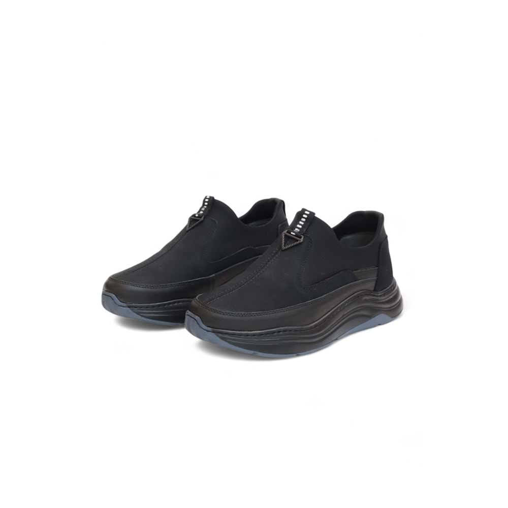 2186-Ocasso Hakiki Deri Üst Kalite Anatomik Tabanlı Erkek Günlük Sneakers Ayakkabı - NKT02186-siyah-41