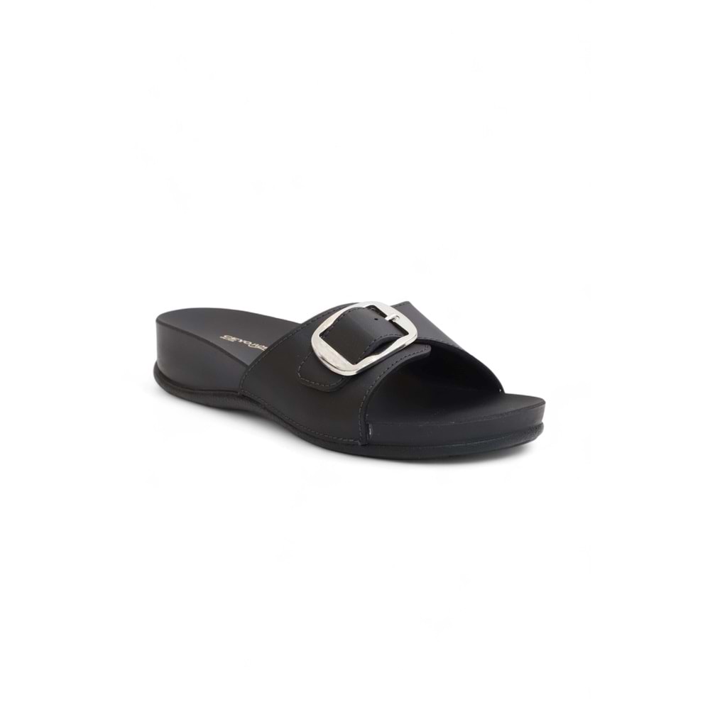 2189-Olıva-8 Anatomik Tabanlı Ayarlanabilir Tokalı Kadın Günlük Terlik - NKT02189-sıyah-38