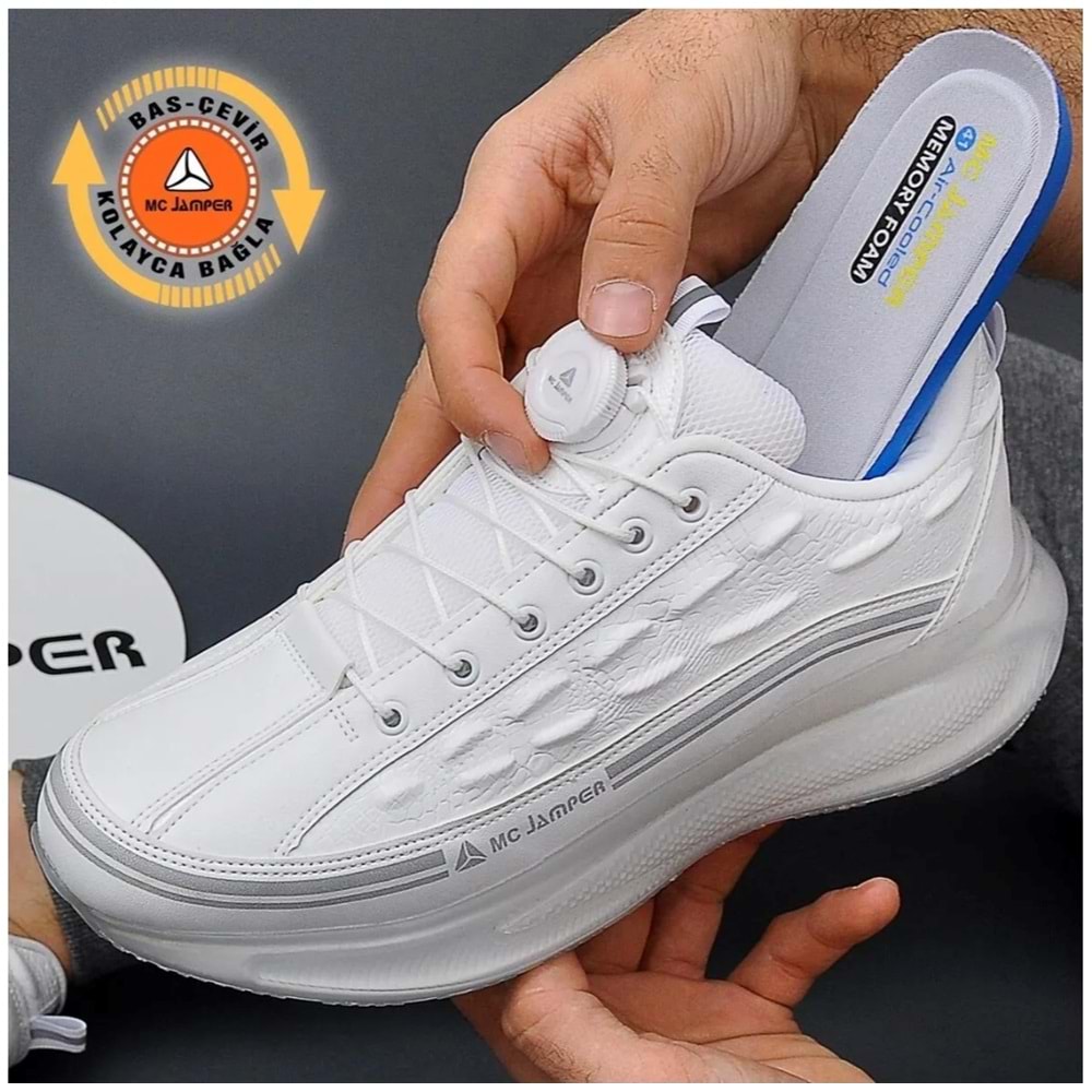2190-Jamper Anatomik Tabanlı Otomatik Bağcıklı Erkek Sneakers Ayakkabı - NKT02190-siyah-42