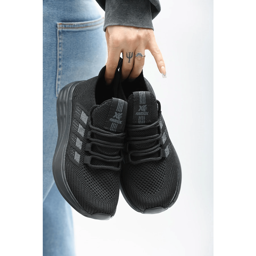 2201-Awıdox Anatomik Tabanlı Unisex Bağcıksız Sneakers Ayakkabı - NKT02201-siyah-42
