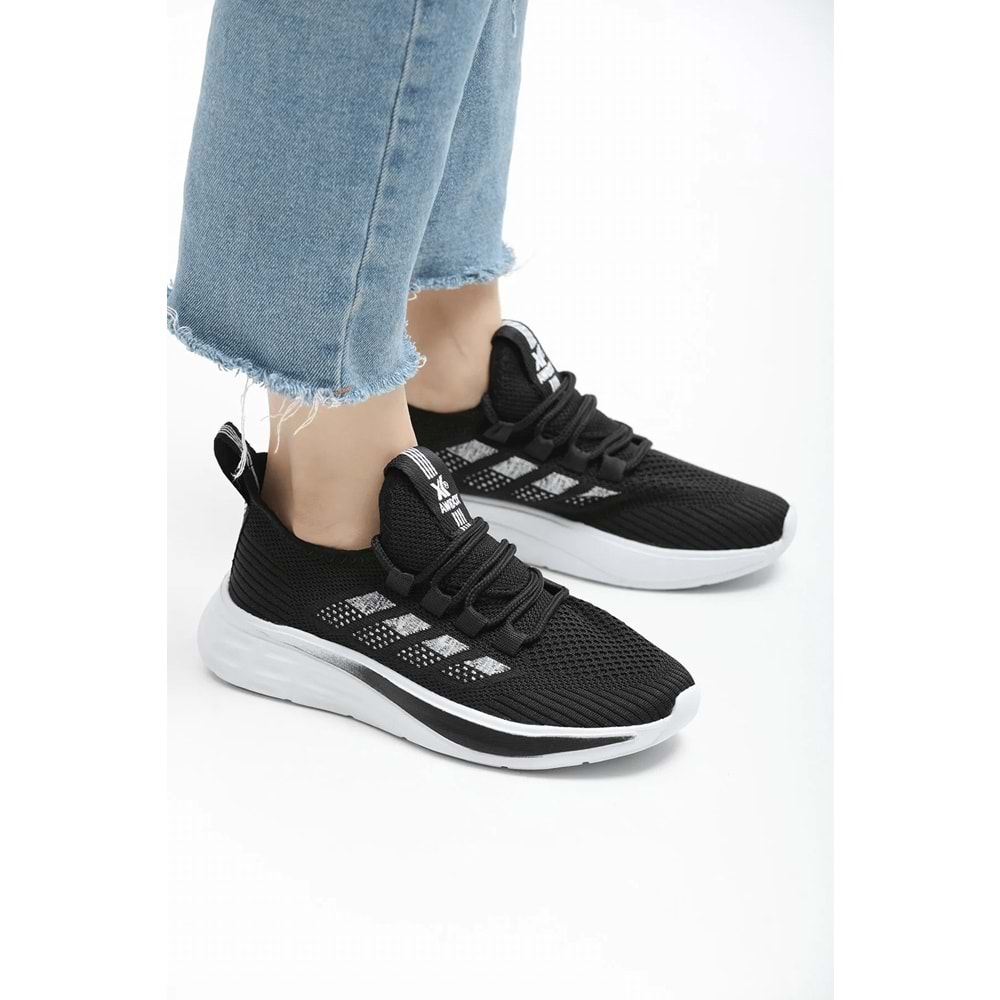 2201-Awıdox Anatomik Tabanlı Unisex Bağcıksız Sneakers Ayakkabı - NKT02201-siyah-beyaz-43