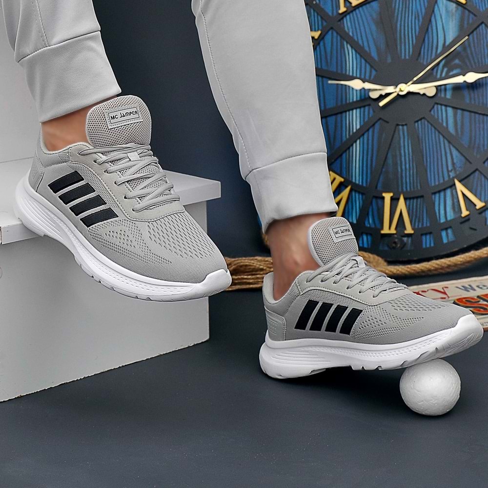 2202-Jamper Anatomik Tabanlı Ultra Hafif Unisex Bağcıklı Sneakers Ayakkabı - NKT02202-gri-41