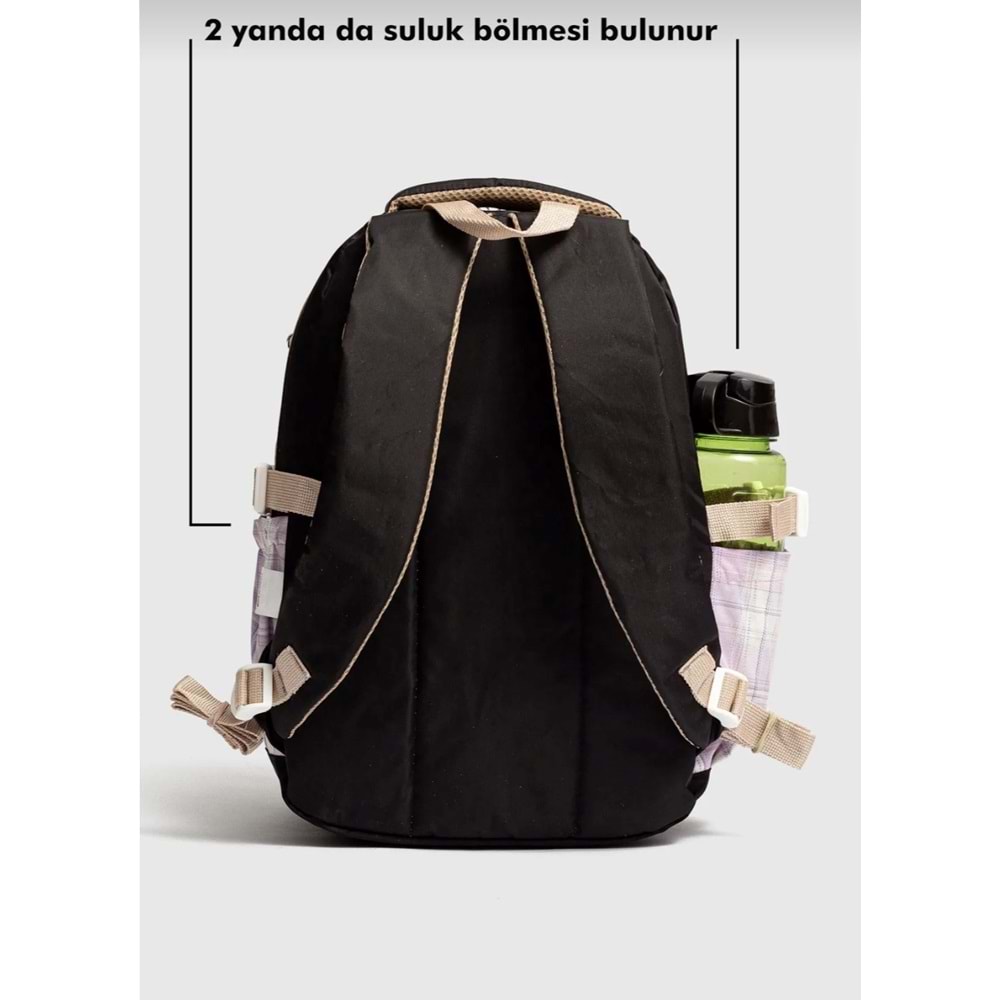 Relaxion 2203-1395 Kore Tarzı Unisex Çocuk Üçlü Set İlkokul Sırt Çantası - NKT02203-Füme-TEKEBAT
