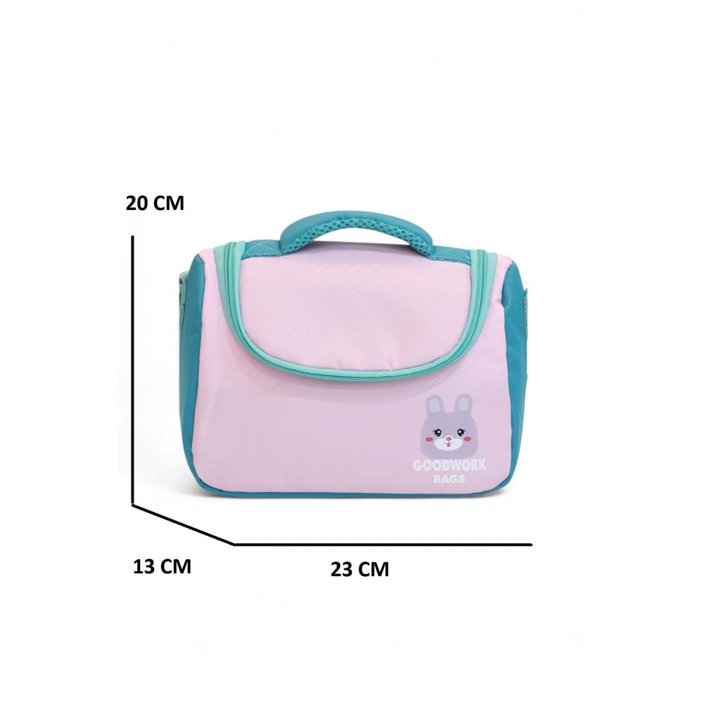 2204-Goodwork Kız Çocuk Üçlü Set Figürlü İlkokul Sırt Çantası - NKT02204-PUDRA-TEKEBAT