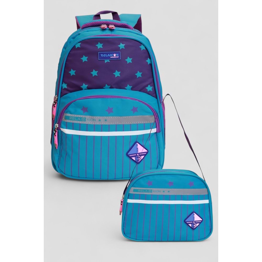 Relaxion 1320 Yeni Sezon Kız Çocuk İlkokul Çantası İkili Takım - NKT02212-turkuaz-TEKEBAT