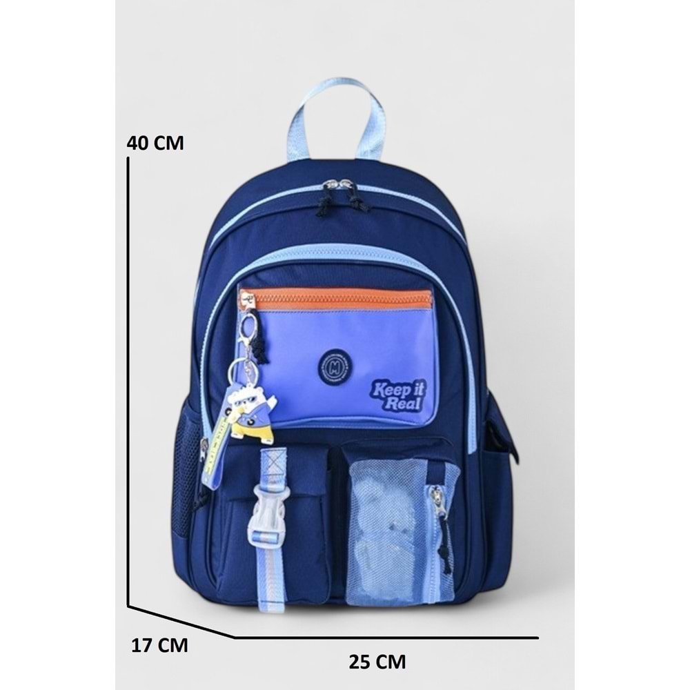 Muggle 2214 İthal Ürün Üst Kalite Unisex Çocuk Üçlü Set İlkokul Sırt Çantası - NKT02214-lacivert-TEKEBAT