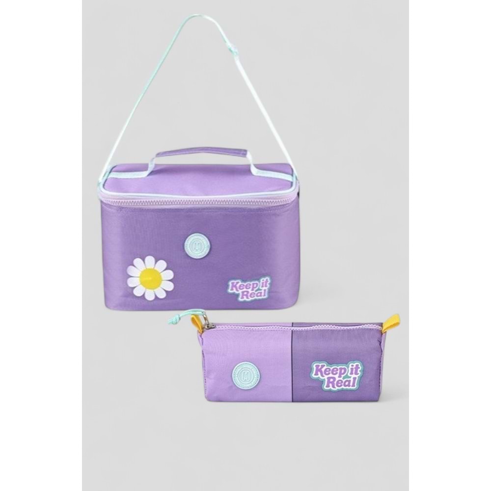 Muggle 2214 İthal Ürün Üst Kalite Unisex Çocuk Üçlü Set İlkokul Sırt Çantası - NKT02214-MOR-TEKEBAT