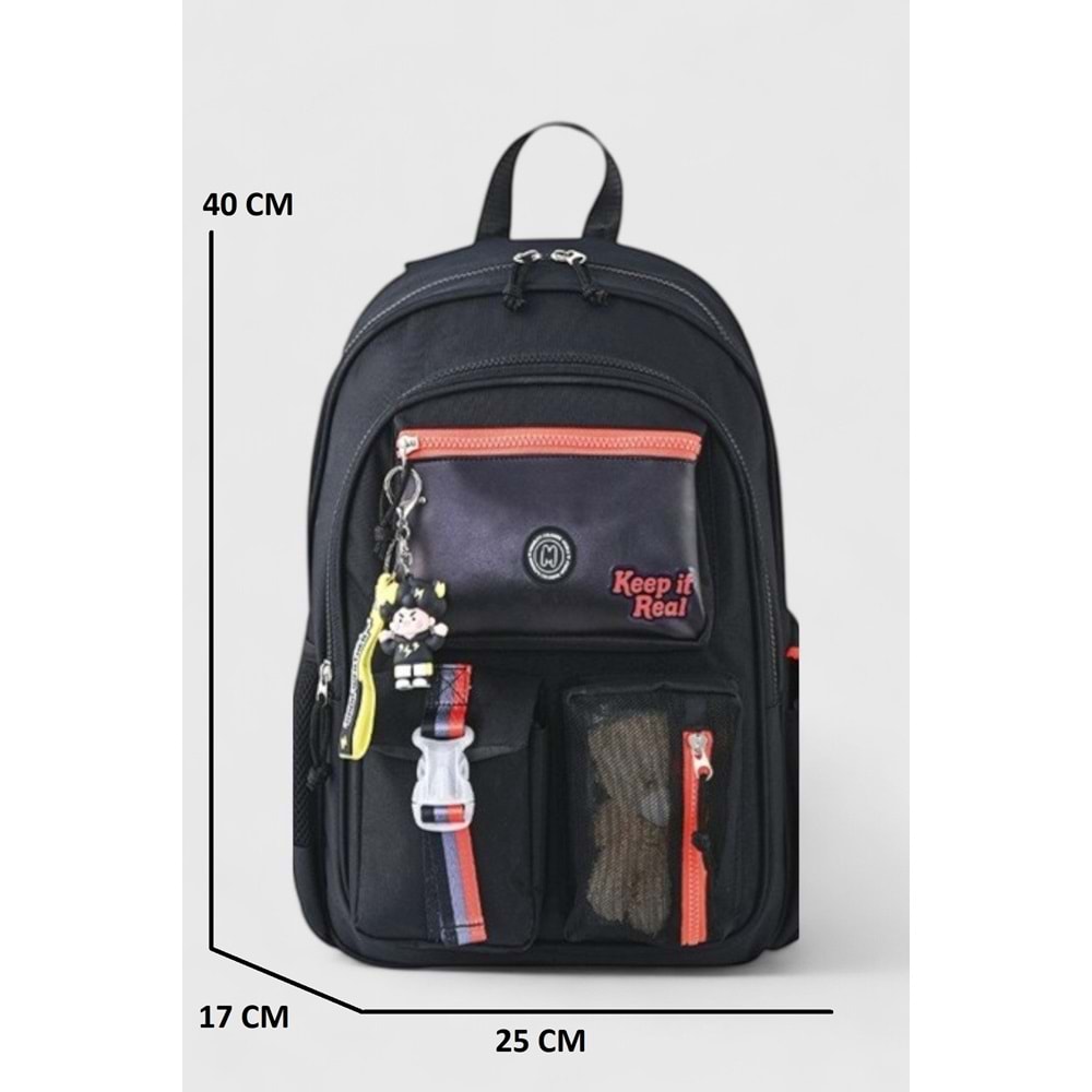 Muggle 2214 İthal Ürün Üst Kalite Unisex Çocuk Üçlü Set İlkokul Sırt Çantası - NKT02214-siyah-TEKEBAT