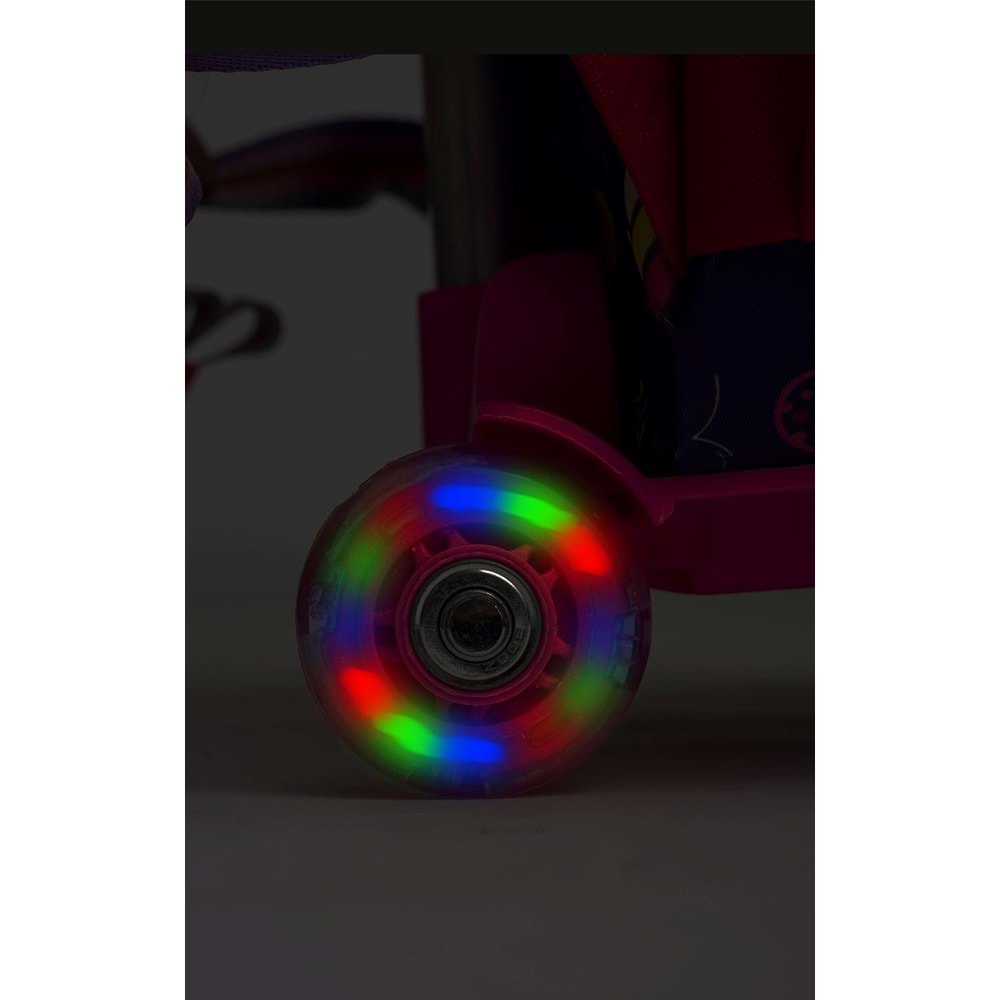 2217-My Polo Anatomik Sırt Yapılı Unisex Işıklı Tekerlekli İlkokul Çantası - NKT02217-Pembe-Mor-TEKEBAT