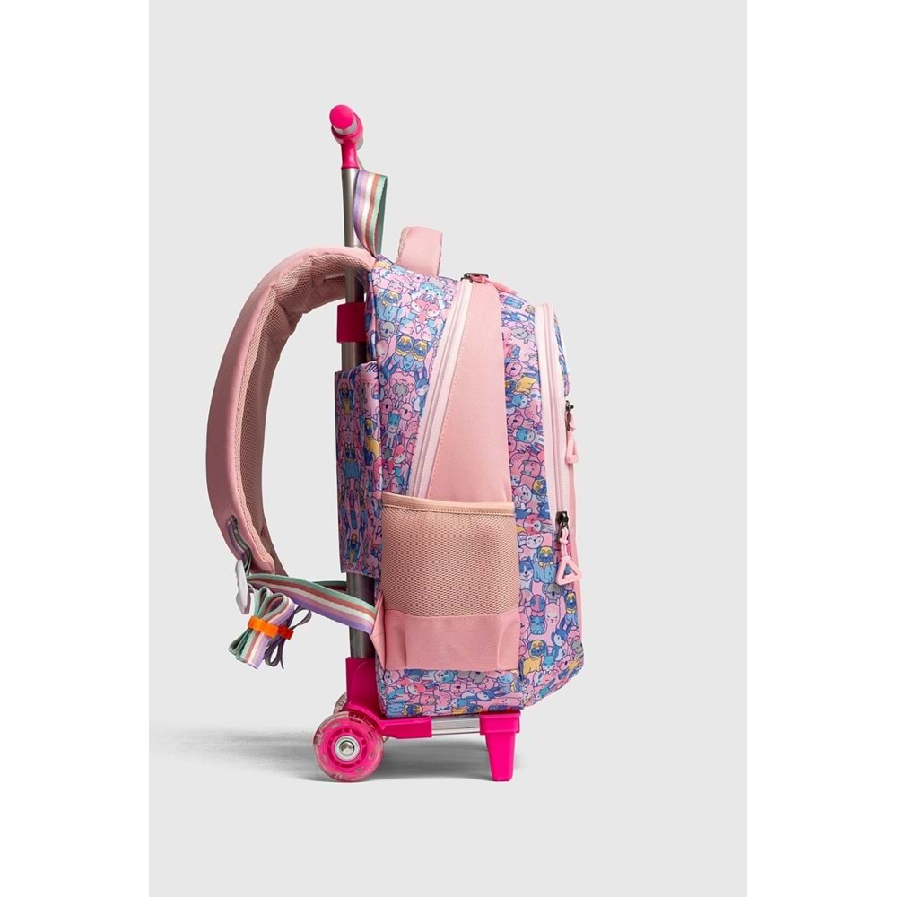 2217-My Polo Anatomik Sırt Yapılı Unisex Işıklı Tekerlekli İlkokul Çantası - NKT02217-PEMBE-TEKEBAT
