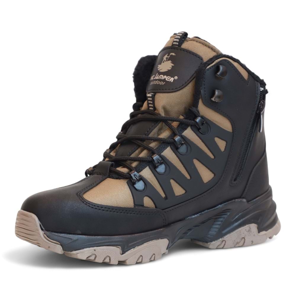 2225-Jamper Anatomik Kaydırmaz Tabanlı Soft Shell Outdoor Trekking Erkek Fermuarlı Spor Bot - NKT02225-Kum-42