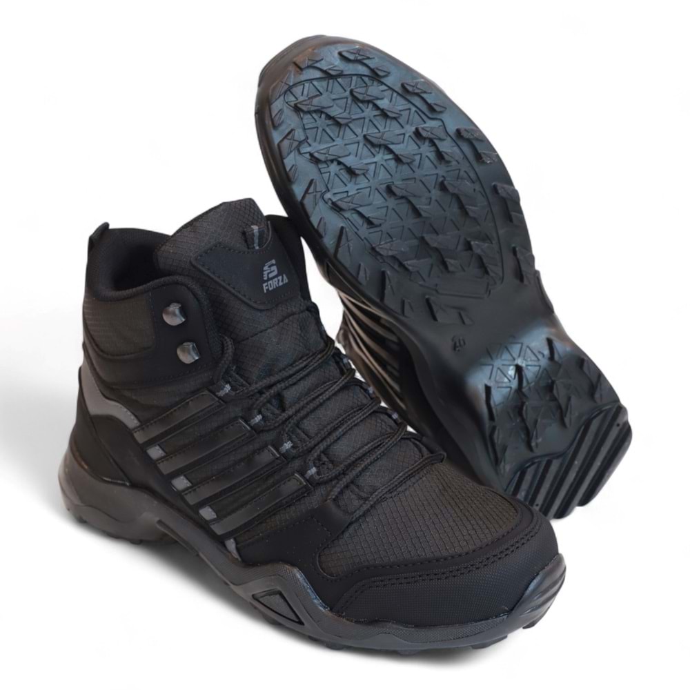 2226-Forza Anatomik Kaydırmaz Tabanlı Soft Shell Outdoor Trekking Erkek Bağcıklı Spor Bot - NKT02226-siyah-41