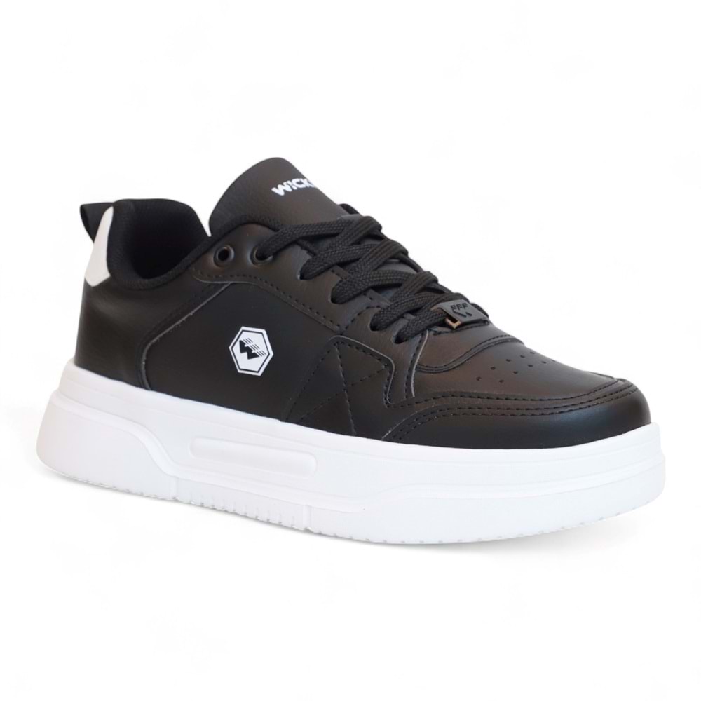 2227-Wickers Air Force Modeli Anatomik Tabanlı Üst Kalite Unisex Sneakers Ayakkabı - NKT02227-siyah-beyaz-40
