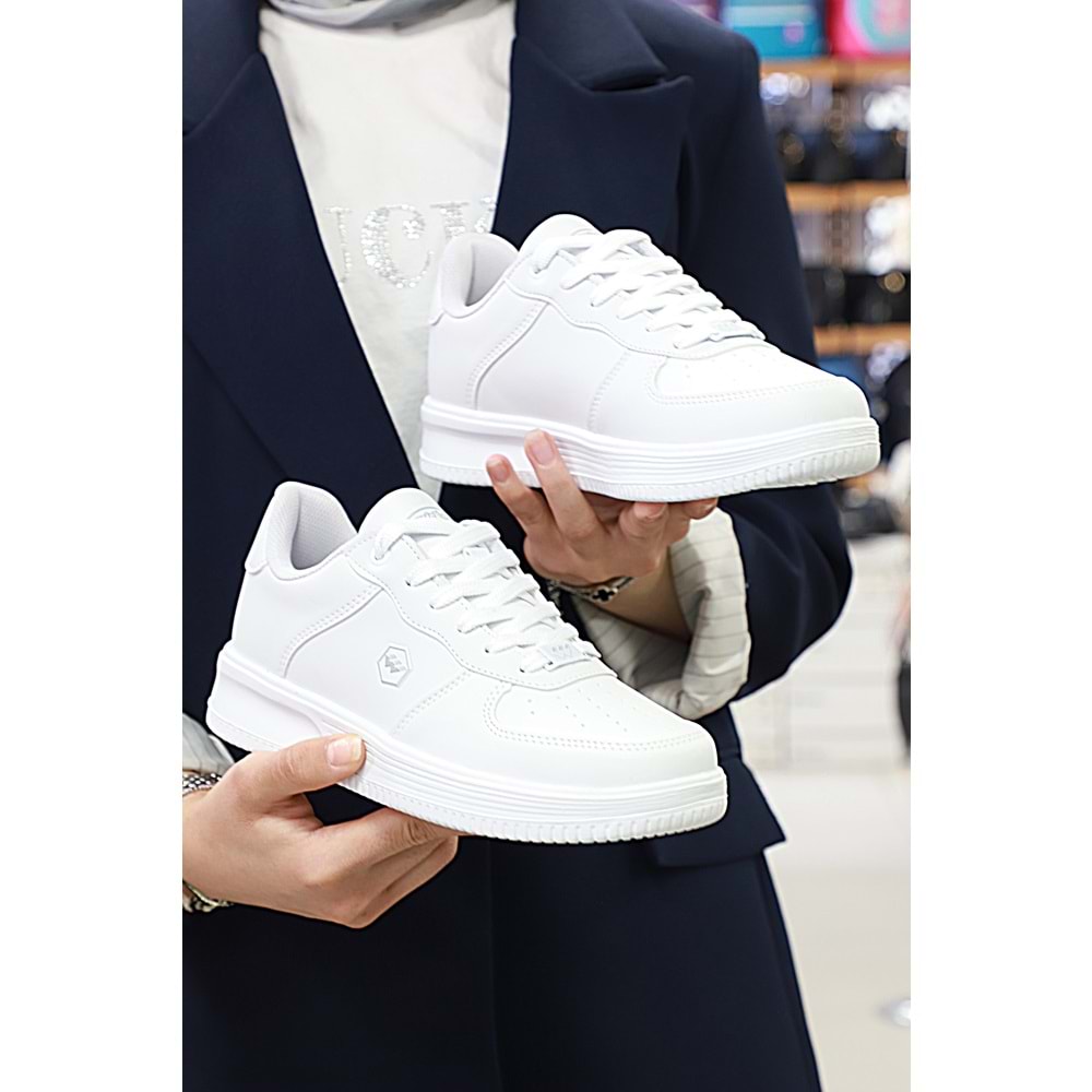 2228-Wickers Air Force Modeli Anatomik Tabanlı Üst Kalite Unisex Sneakers Ayakkabı - NKT02228-BEYAZ-36