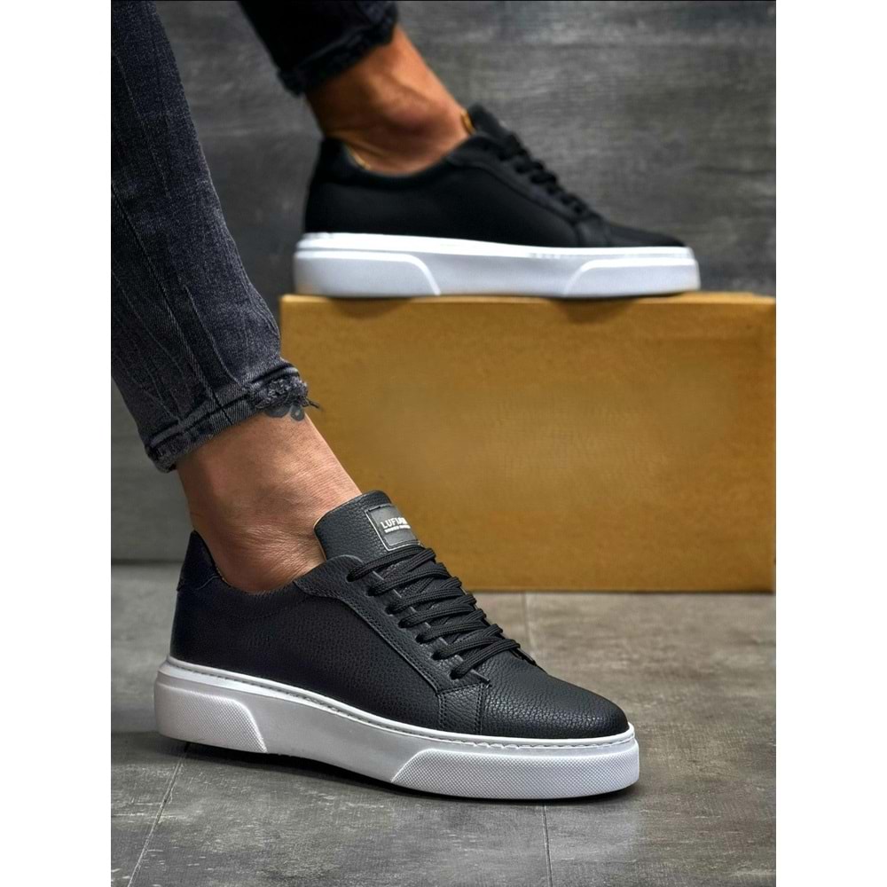 2229-Klasik Air Force Lufian Modeli Anatomik Tabanlı Üst Kalite Sneakers Ayakkabı - NKT02229-siyah-beyaz-42