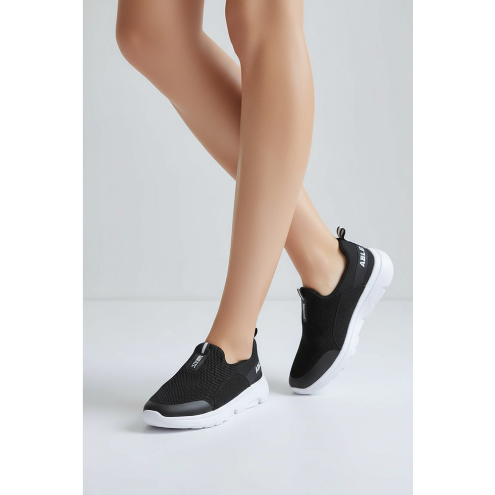 2231-Bestof Anatomik Tabanlı Ultra Hafif Bağcıksız Unisex Yürüyüş Ayakkabısı - NKT02231-siyah-beyaz-39
