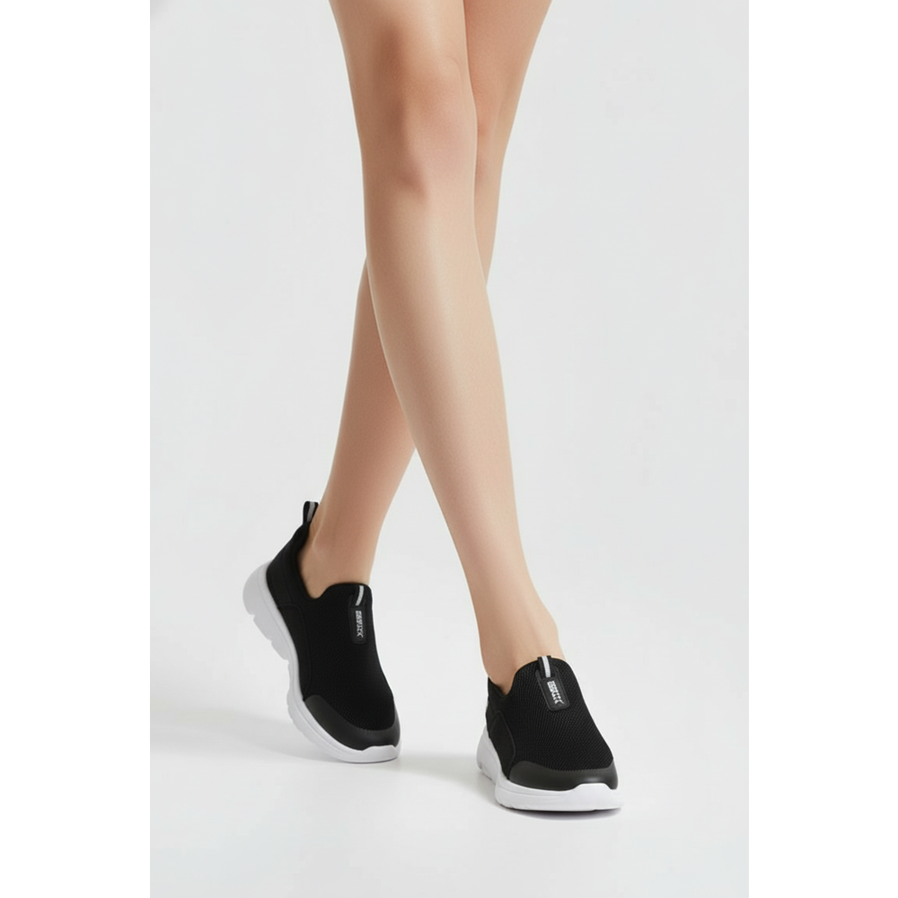 2231-Bestof Anatomik Tabanlı Ultra Hafif Bağcıksız Unisex Yürüyüş Ayakkabısı - NKT02231-siyah-beyaz-39