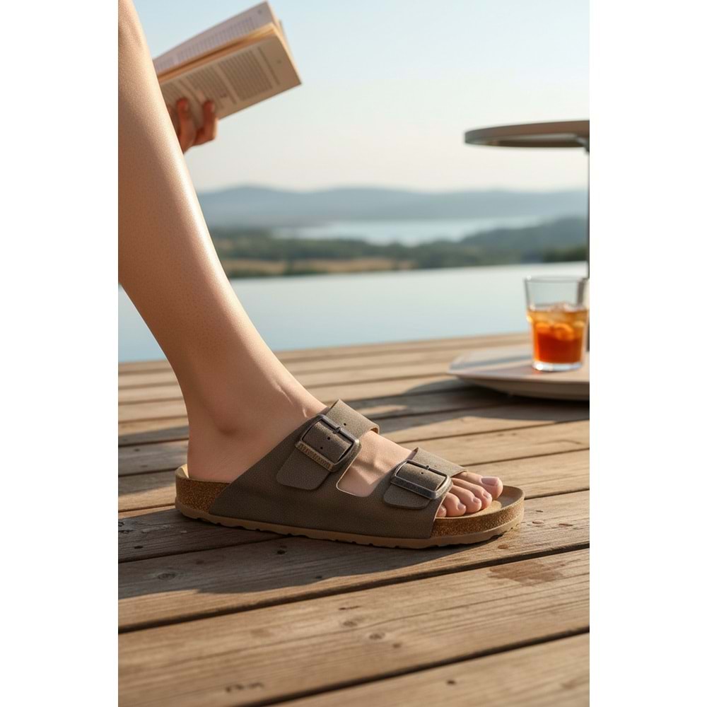 2236-Look Life Unisex Çift Tokalı Ultra Hafif Havuz,Plaj ve Günlük Kullanıma Uygun Terlik - NKT02236-Kum-47