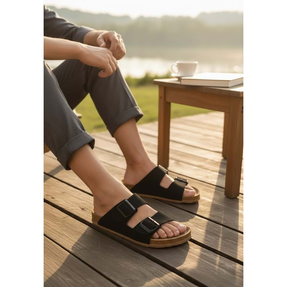 2236-Look Life Unisex Çift Tokalı Ultra Hafif Havuz,Plaj ve Günlük Kullanıma Uygun Terlik - NKT02236-siyah-41