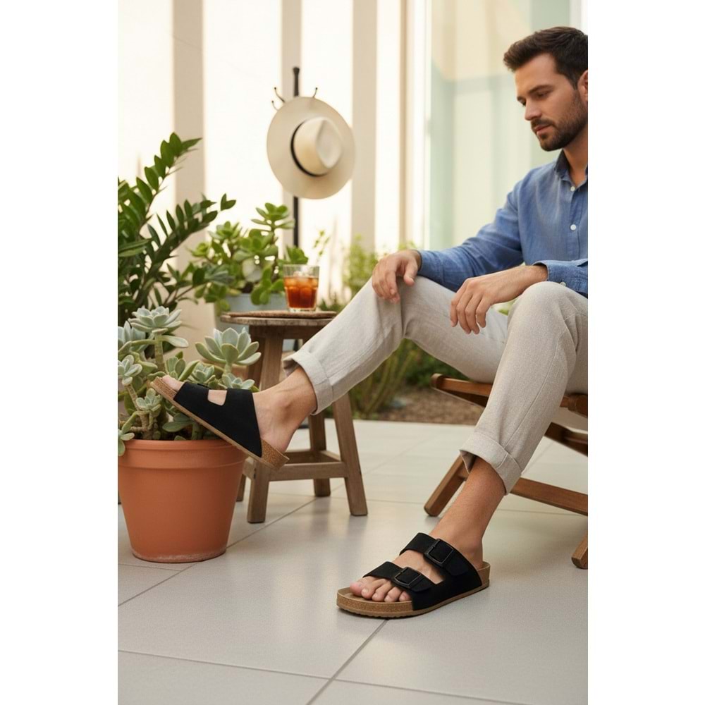 2236-Look Life Unisex Çift Tokalı Ultra Hafif Havuz,Plaj ve Günlük Kullanıma Uygun Terlik - NKT02236-siyah-43