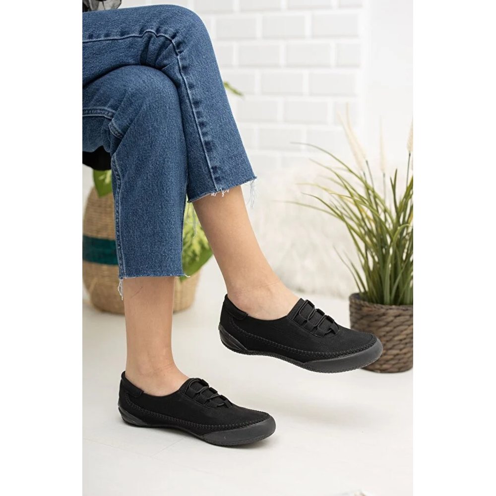 2244 Anatomik Tabanlı Kadın Günlük Spor Babet Ayakkabı - NKT02244-siyah-40