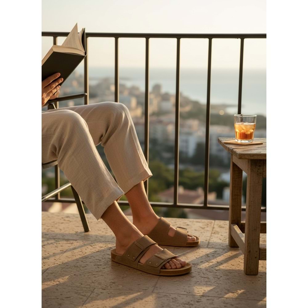 2245-Look Life Unisex Çift Tokalı Ultra Hafif Havuz,Plaj ve Günlük Kullanıma Uygun Terlik - NKT02245-Kum-46