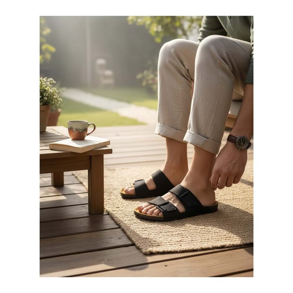 2245-Look Life Unisex Çift Tokalı Ultra Hafif Havuz,Plaj ve Günlük Kullanıma Uygun Terlik - NKT02245-siyah-46
