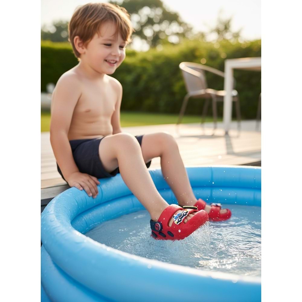 2246-Akınal Unisex Bebek Figürlü Ultra Yumuşak Esnek Kaymaz Tabanlı Sandalet Terlik - NKT02246-KIRMIZI-21-22