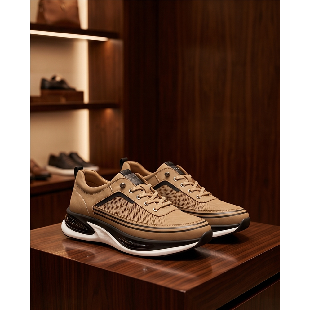 2250-Zanelle Hakiki Deri Üst Kalite Premıum Erkek Sneaker Ayakkabı - NKT02250-Kum-41