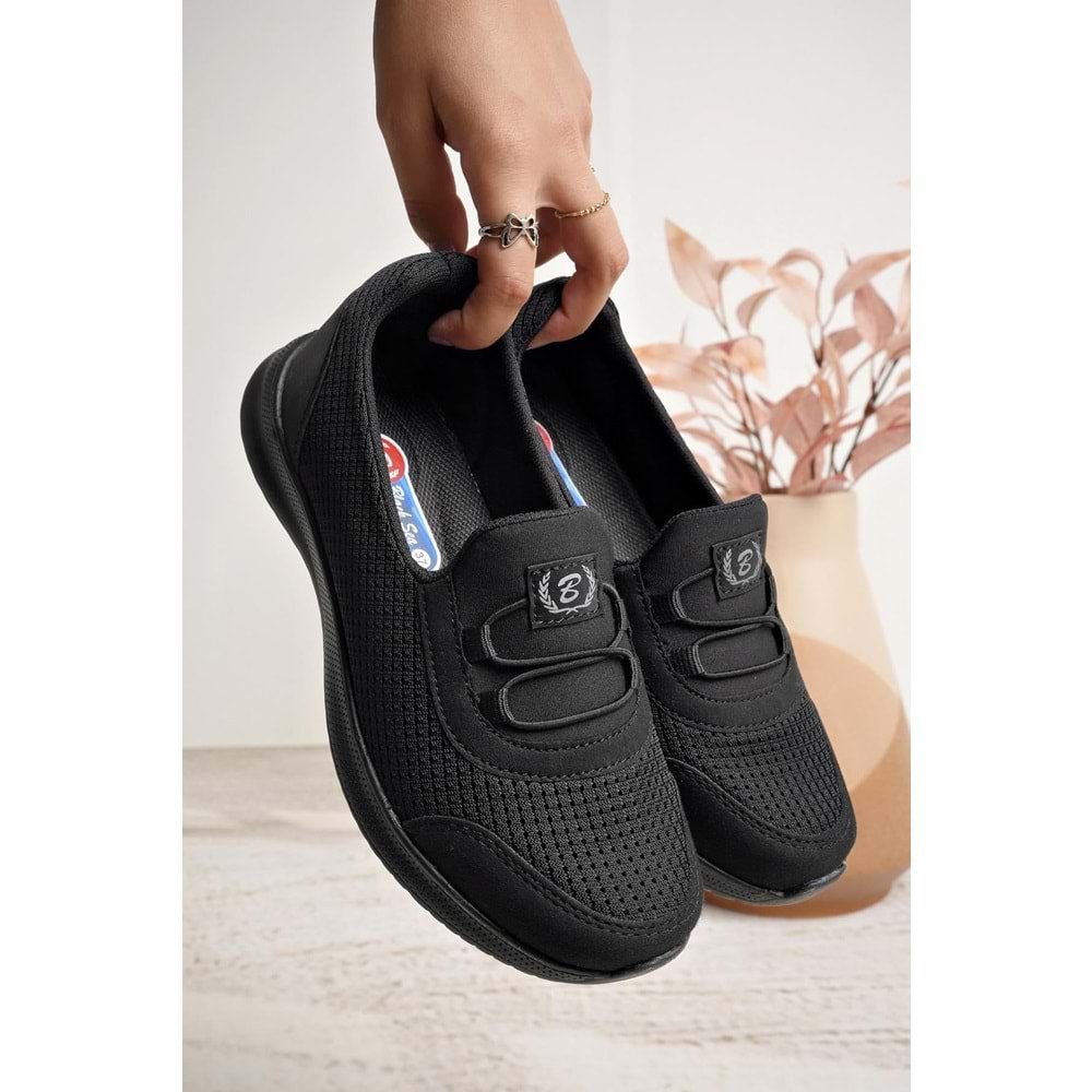 2257-Blacksea Anatomik Tabanlı Ultra Hafif Kadın Günlük Spor Babet Ayakkabı - NKT02257-siyah-38
