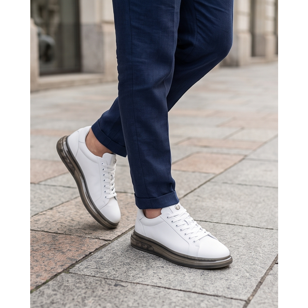 2274-Zanelle Hakiki Full Duble Deri Üst Kalite Premıum Erkek Sneaker Ayakkabı - NKT02274-BEYAZ-41