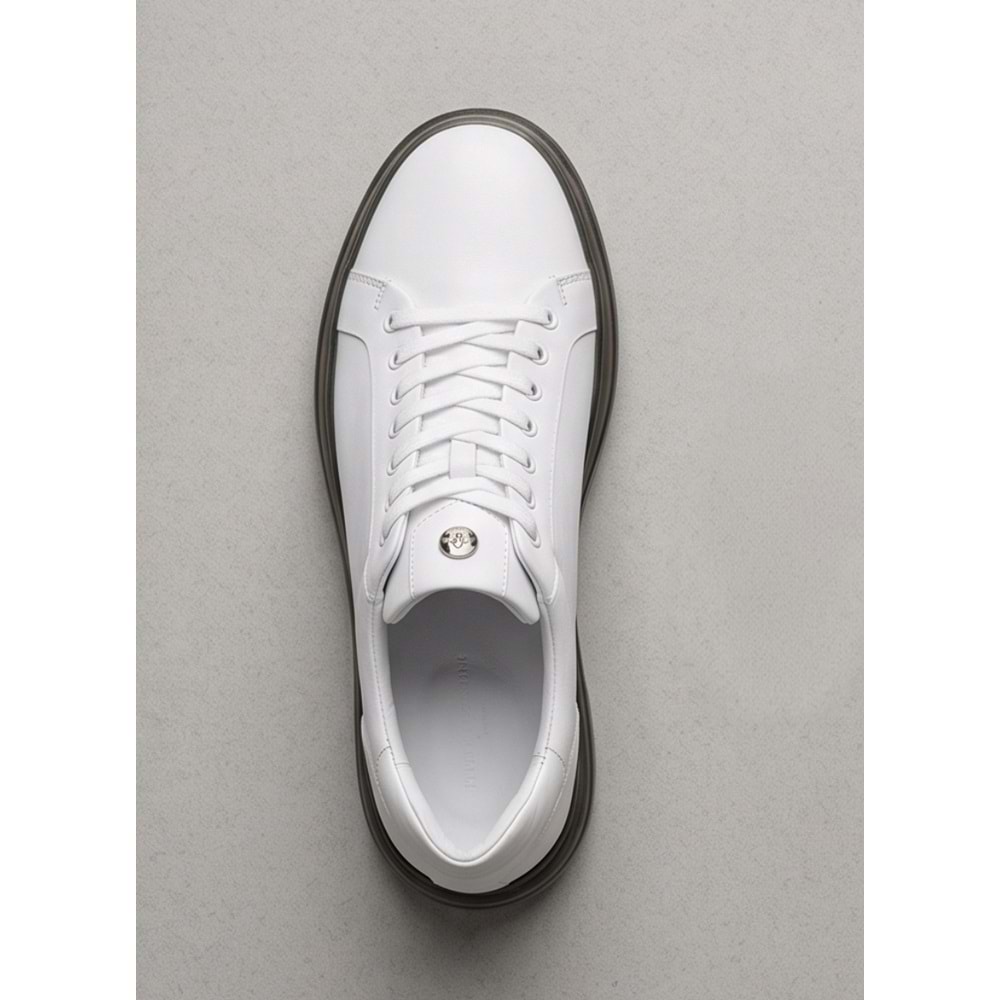 2274-Zanelle Hakiki Full Duble Deri Üst Kalite Premıum Erkek Sneaker Ayakkabı - NKT02274-BEYAZ-41