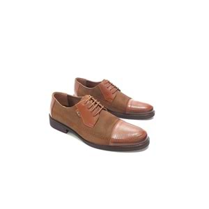 üçlü hakiki deri erkek klasik ayakkabı - kahverengi - 40