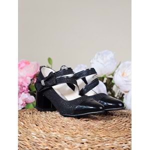 Kidessa 1099 Kız Çocuk Kalın Topuklu Ayakkabı - NKT01099-siyah simli-29