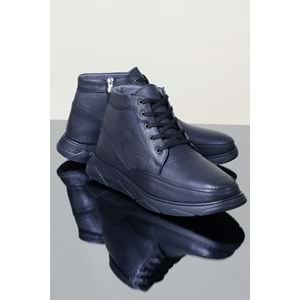 Konfores 1121 Hakiki Deri Anatomik Taban Fermuarlı Erkek Bot - NKT01121-siyah-46