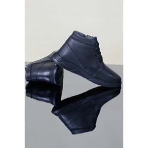 Konfores 1121 Hakiki Deri Anatomik Taban Fermuarlı Erkek Bot - NKT01121-siyah-46