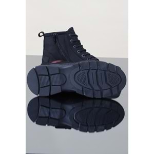 Konfores 1126 Hakiki Deri Anatomik Fermuarlı Erkek Spor Bot - NKT01126-siyah-40