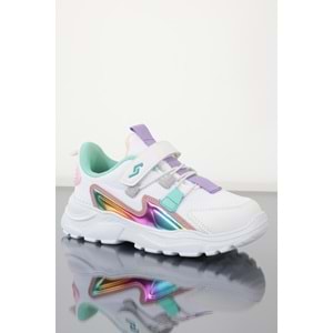 Kidessa 1182 Anatomik Tabanlı Unisex Çocuk Spor Ayakkabı - NKT01182-beyaz yeşil-26