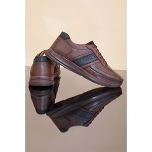 Konfores 1226 Hakiki Deri Anatomik Günlük Ayakkabı - NKT01226-kahverengi-40