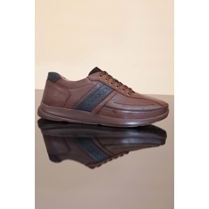 Konfores 1226 Hakiki Deri Anatomik Günlük Ayakkabı - NKT01226-kahverengi-40