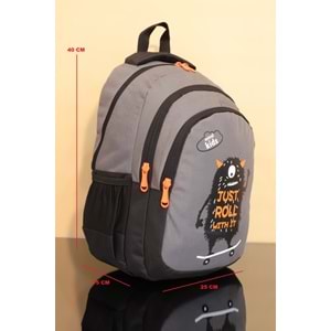 Kidessa 1233 Anatomik Sırtlı Yapılı İlkokul Çantası - NKT01233-gri-TEK EBAT