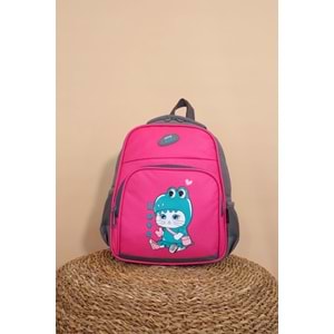 Kidessa 1234 Anatomik Sırtlı Yapılı Unisex Anaokul Çantası - NKT01234-PEMBE-TEK EBAT